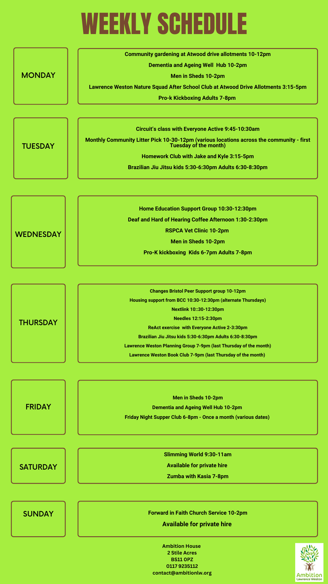 What’s on at Ambition house